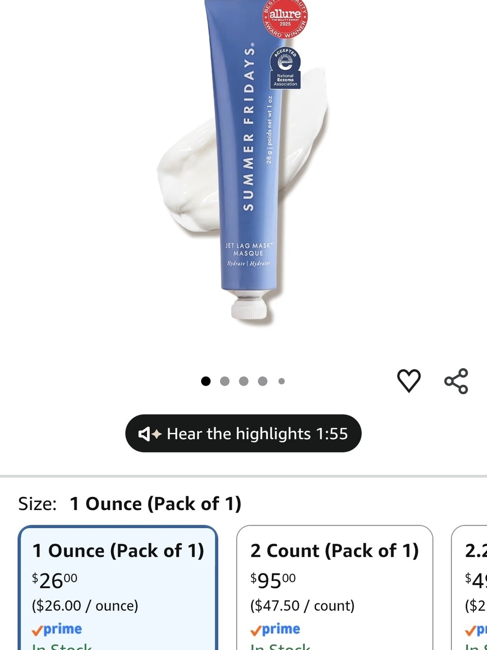 Summer Fridays Hydrating Face Mask Tube R+R